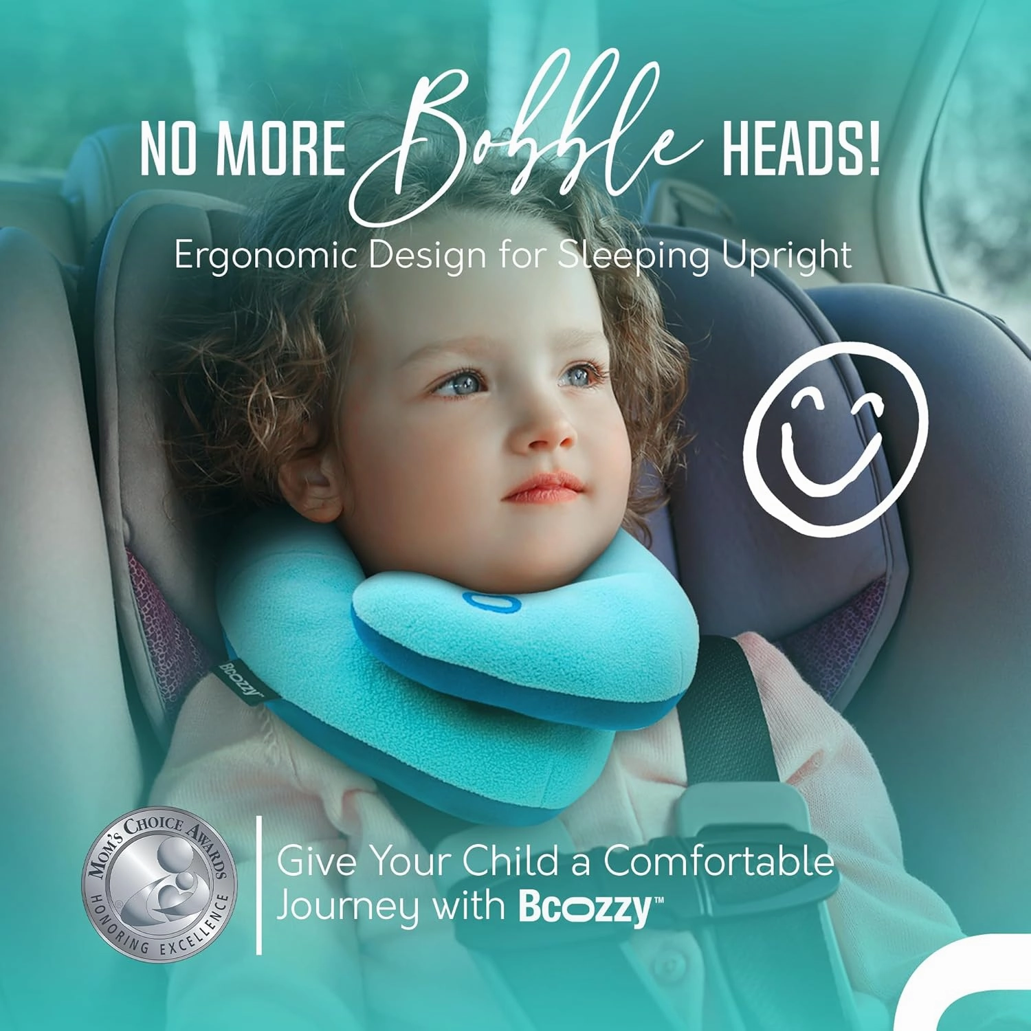 BCOZZY Kids Chin Supporting Travel Pillow for Ages 3–7- Patented Soft Neck Pillow for Head and Chin Support in Car Seat and Airplane. Comfortable Travel Essential. Small Size, Bag, Light Purple