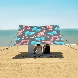 Beach Shade Tent with UPF50  UV Protection,Bows Musical Notation Lightweight Camping Sun Shelter for Outdoor,Camping Trips, Fishing, Backyard,Picnics,Easy Set Up and Carry 9x10.5 FT