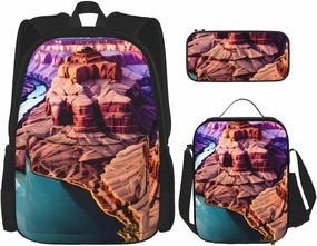 Beauty Grand Canyon Print Versatile Adjustable Shoulder Fashion Backpack Lunch Bag Pencil Case Large Capacity