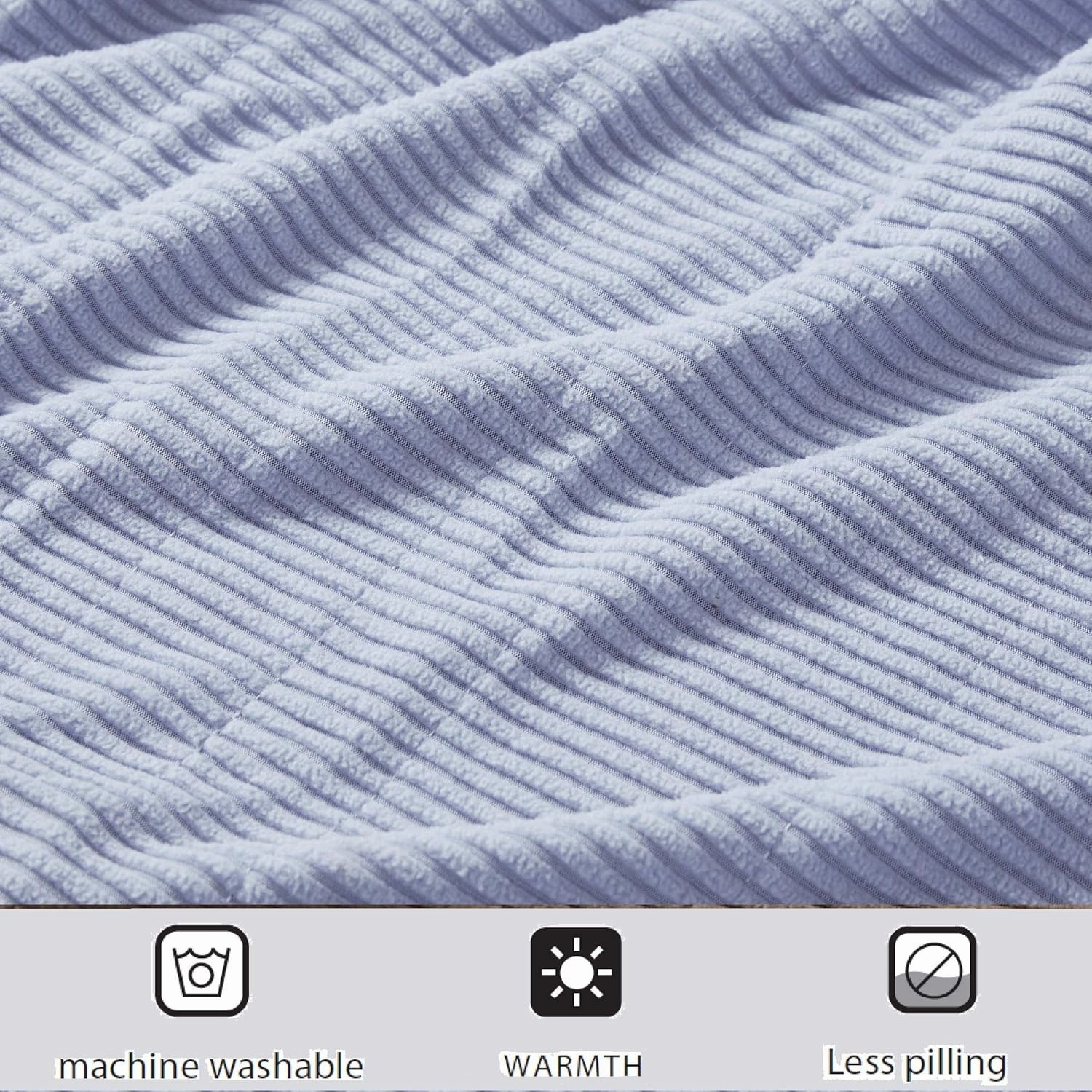 Beautyrest Electric Blanket Luxurious Micro Fleece Ultra Soft Ribbed Textured, Cozy and Snuggly Cover for Cold Weather, Fast Heating, Auto Shut Off, 20 Level Heat Setting Controller, Full, Blue