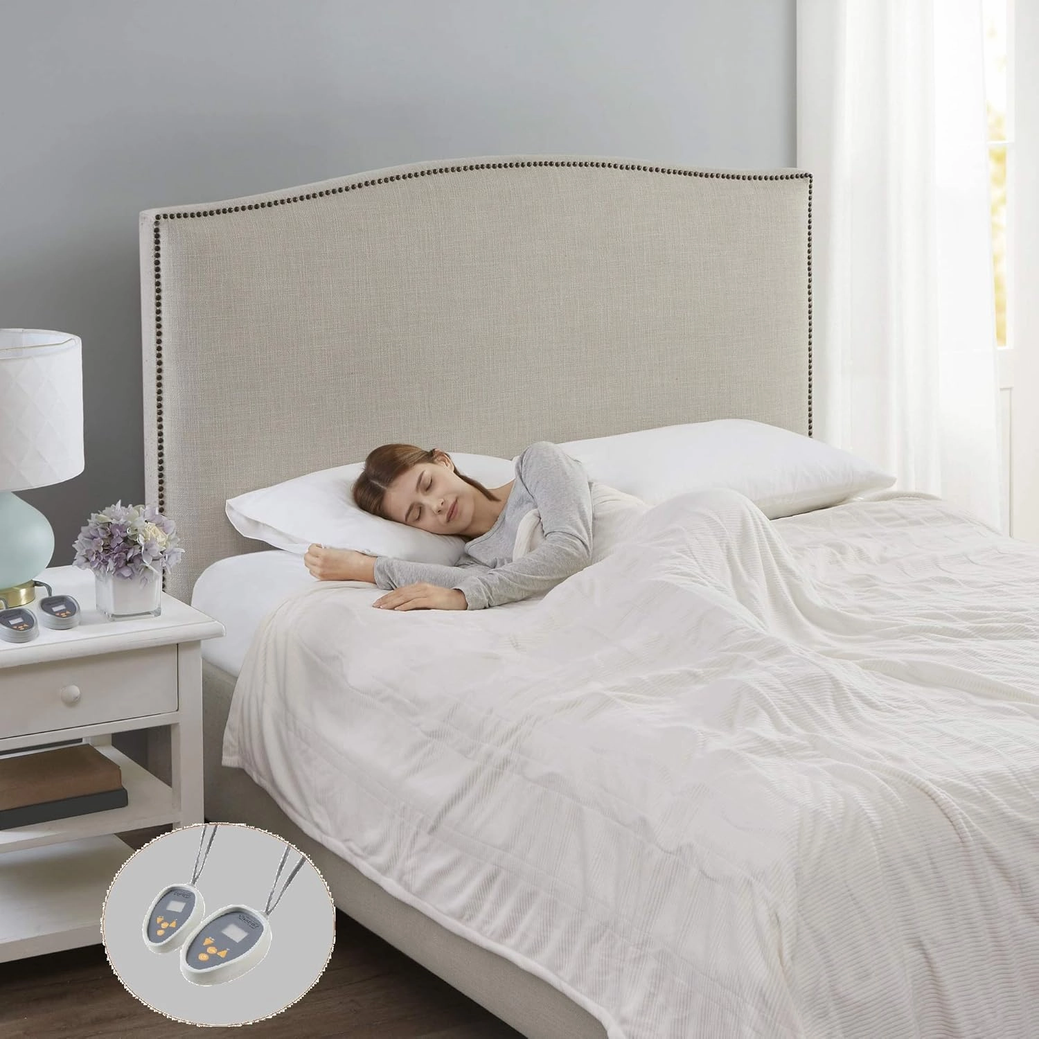 Beautyrest Electric Blanket Luxurious Micro Fleece Ultra Soft Ribbed Textured, Cozy and Snuggly Cover for Cold Weather, Fast Heating, Auto Shut Off, 20 Level Heat Setting Controller, Full, Ivory