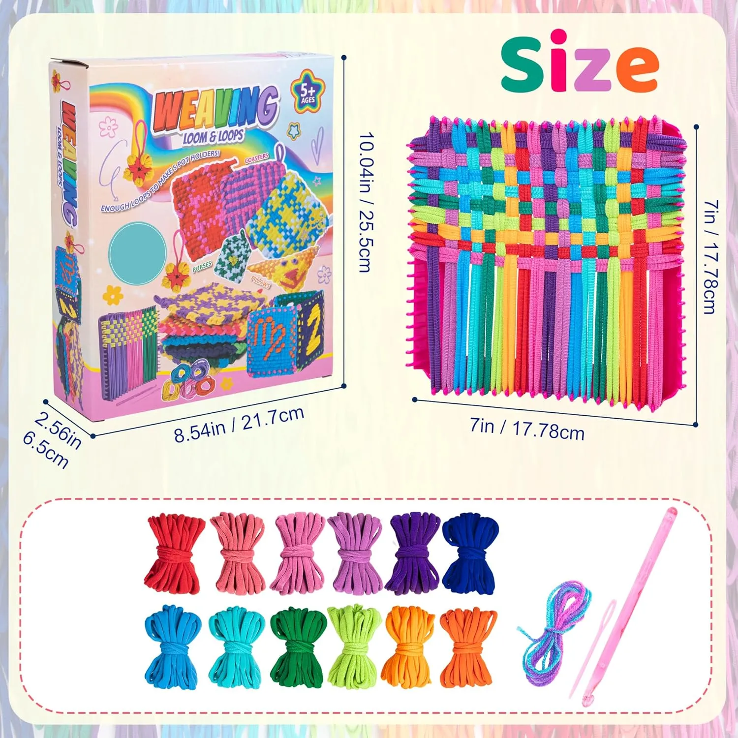 BeBesta Weaving Loom Kit Toys for Kids and Adults, Ideal Gifts for Girls Ages 5 6 7 8-12 13，DIY Arts and Crafts, Potholder Loom Knitting Activity, 228 Craft Loops (Complete Set, Iridescent)
