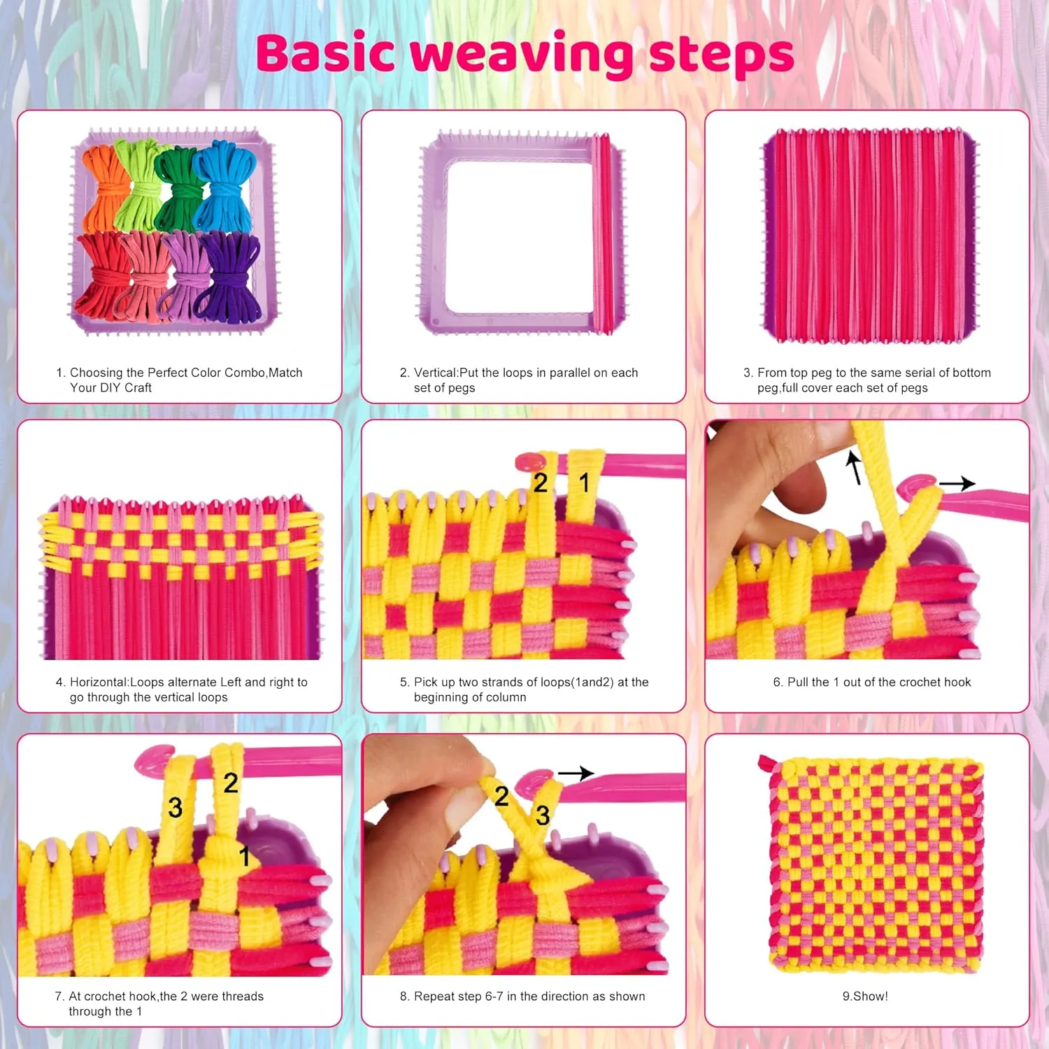 BeBesta Weaving Loom Kit Toys for Kids and Adults, Ideal Gifts for Girls Ages 5 6 7 8-12 13，DIY Arts and Crafts, Potholder Loom Knitting Activity, 228 Craft Loops (Complete Set, Iridescent)