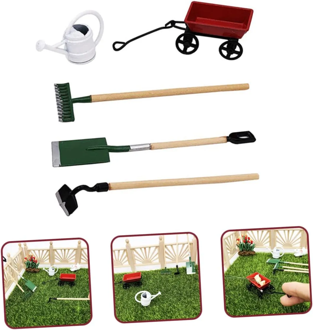 BESPORTBLE 3 Sets Mini Gardening Tool Model for Dollhouse Garden Scene Decor Creative and Mini Accessories for Fairy Garden Projects