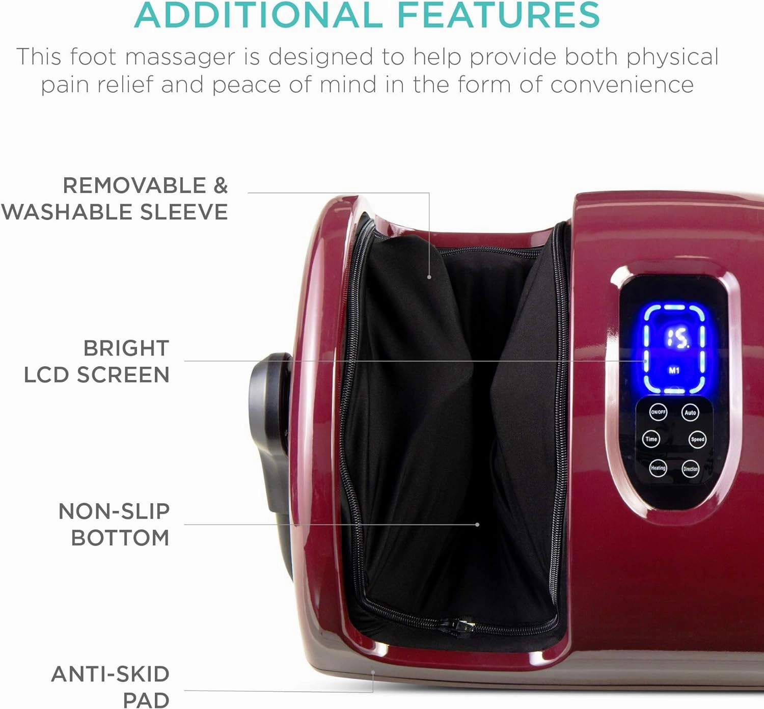 Best Choice Products Heated Shiatsu Foot Massager for Pain Relief, Plantar Fasciitis, Neuropathy, Blood Circulation w/Compact Design - Burgundy