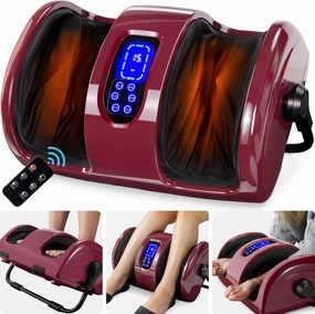 Best Choice Products Heated Shiatsu Foot Massager for Pain Relief, Plantar Fasciitis, Neuropathy, Blood Circulation w/Compact Design - Burgundy