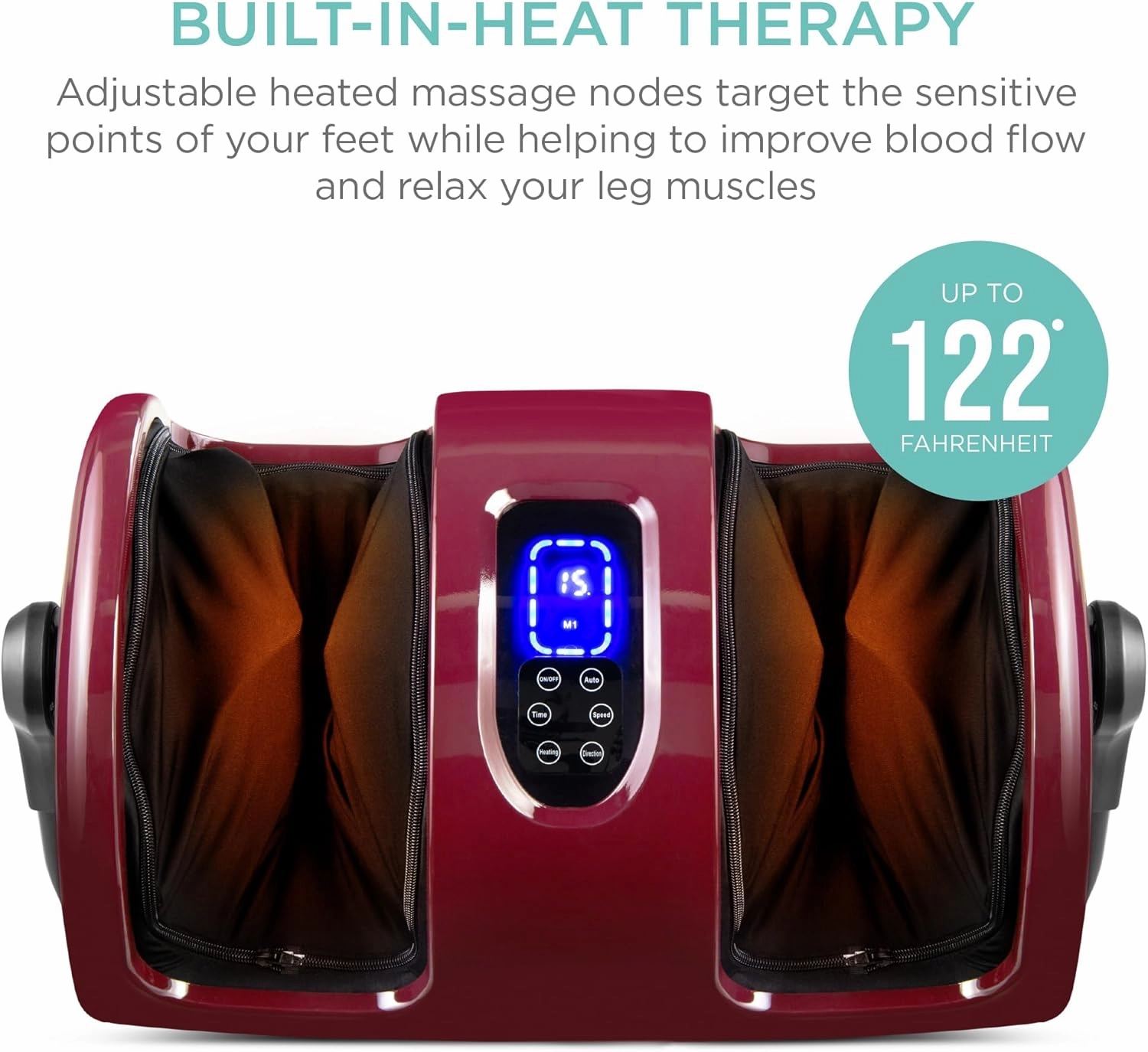 Best Choice Products Heated Shiatsu Foot Massager for Pain Relief, Plantar Fasciitis, Neuropathy, Blood Circulation w/Compact Design - Burgundy
