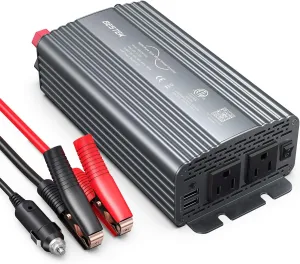 BESTEK 500W Pure Sine Wave Power Inverter DC 12V to 110V AC Car Plug Inverter Adapter Power Converter with 4.2A Dual USB Charging Ports and 2 AC Outlets Car Charger, ETL Listed, Grey