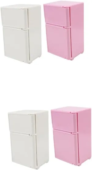 BESTonZON 2sets Miniature Dollhouse Refrigerator Cute Fridge Furniture for Dollhouse Decoration Design for Creative Play 2pcs*2