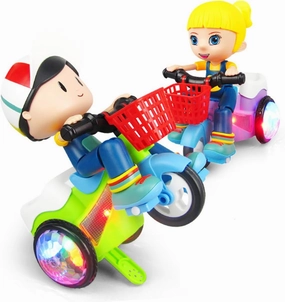 BESTonZON Creative Intelligent Tricycle Toy for Boys No Battery Required Features Led Lights and Multi-Riding Options Selection