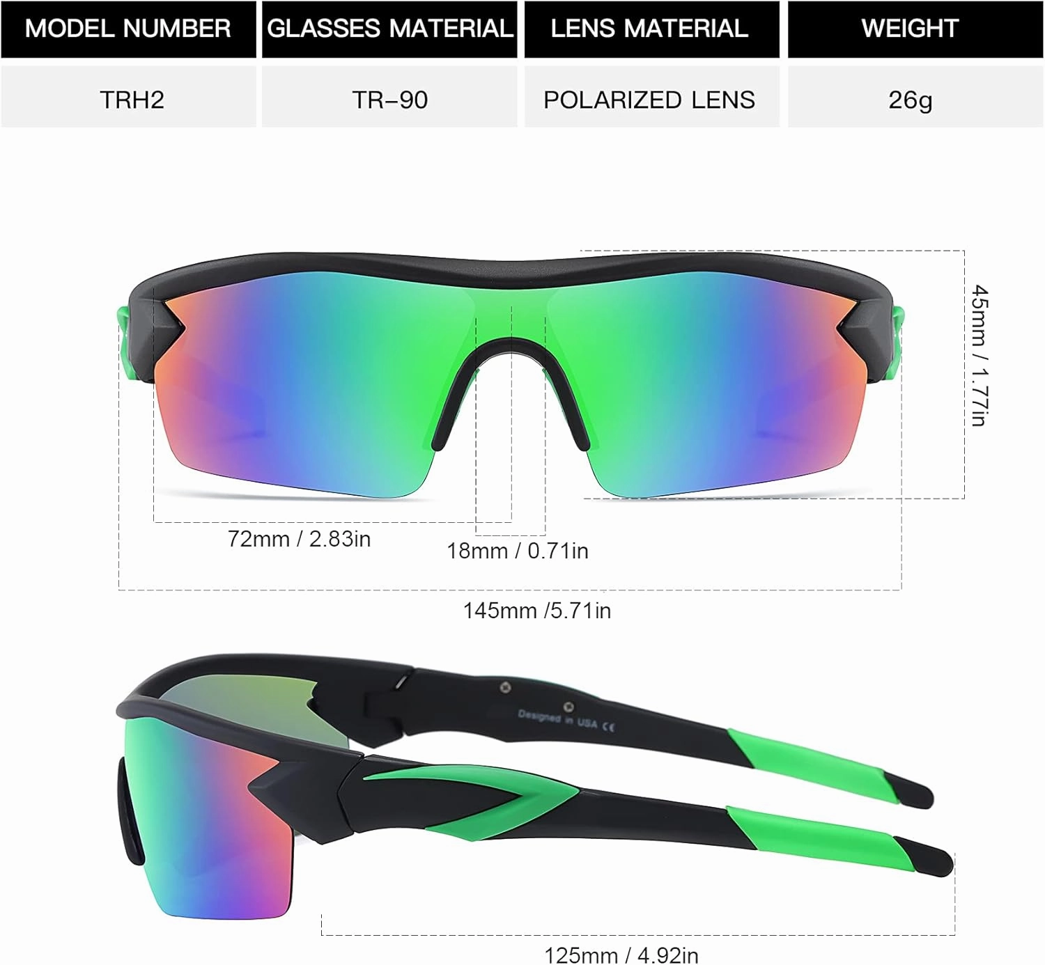 Bevi Sports Polarized Sports Sunglasses for Men Women Running Cycling Fishing Golf Baseball Driving Sun Glasses TR90 UV400
