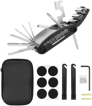 Bicycle Multitool Portable Hex Wrench Wheel Repairing Patches Mountain Bike Accessories with 2 Pcs Tire Pry Bars for Travel Road Bike Mens Bikes