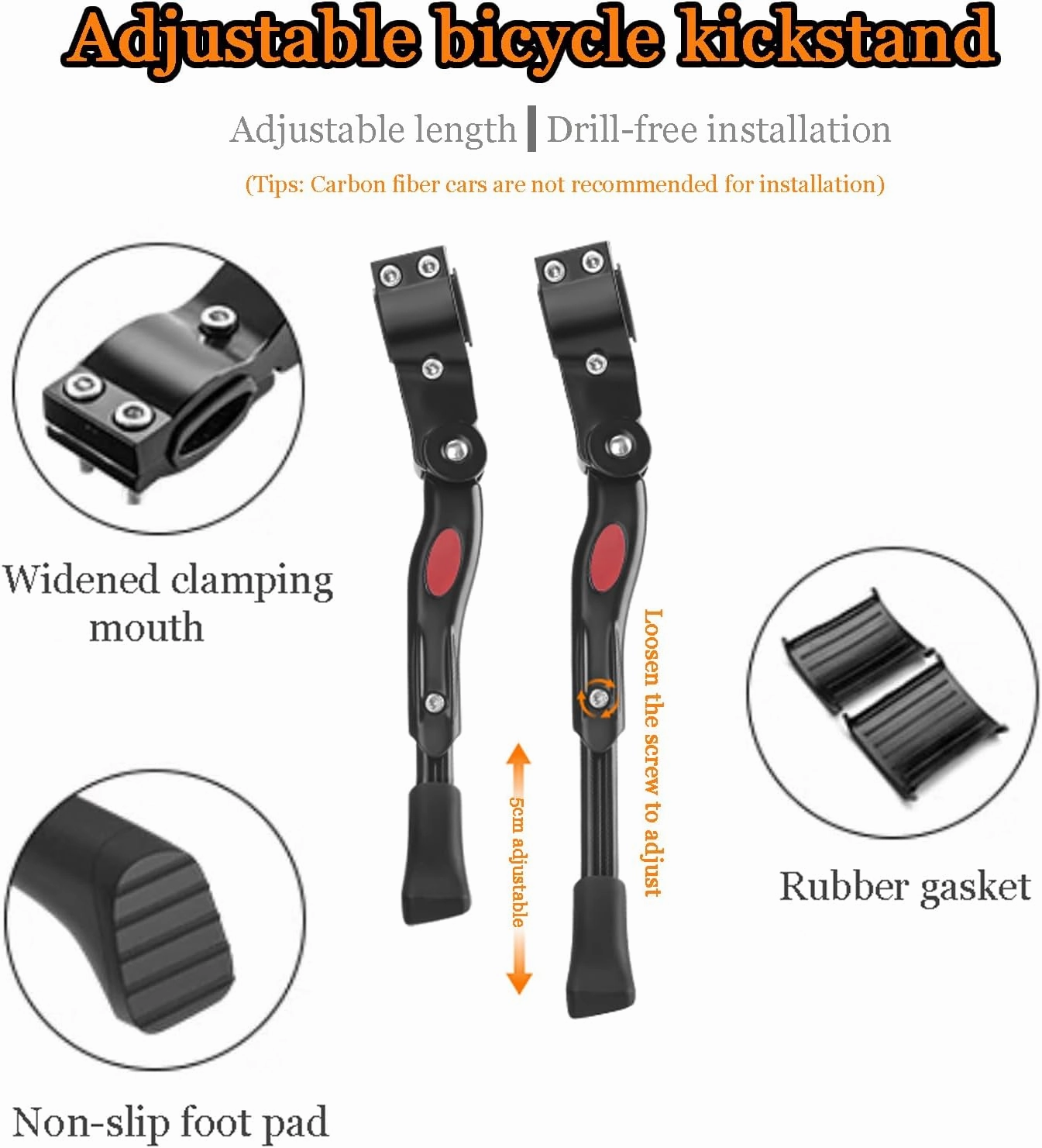 Bike Kickstand for Cervelo Aspero, Adjustable Kickstand Foot Side Stand Support, Aluminum Rear Side Bicycle Stand for Bike with Non-Slip Rubber Foot,A