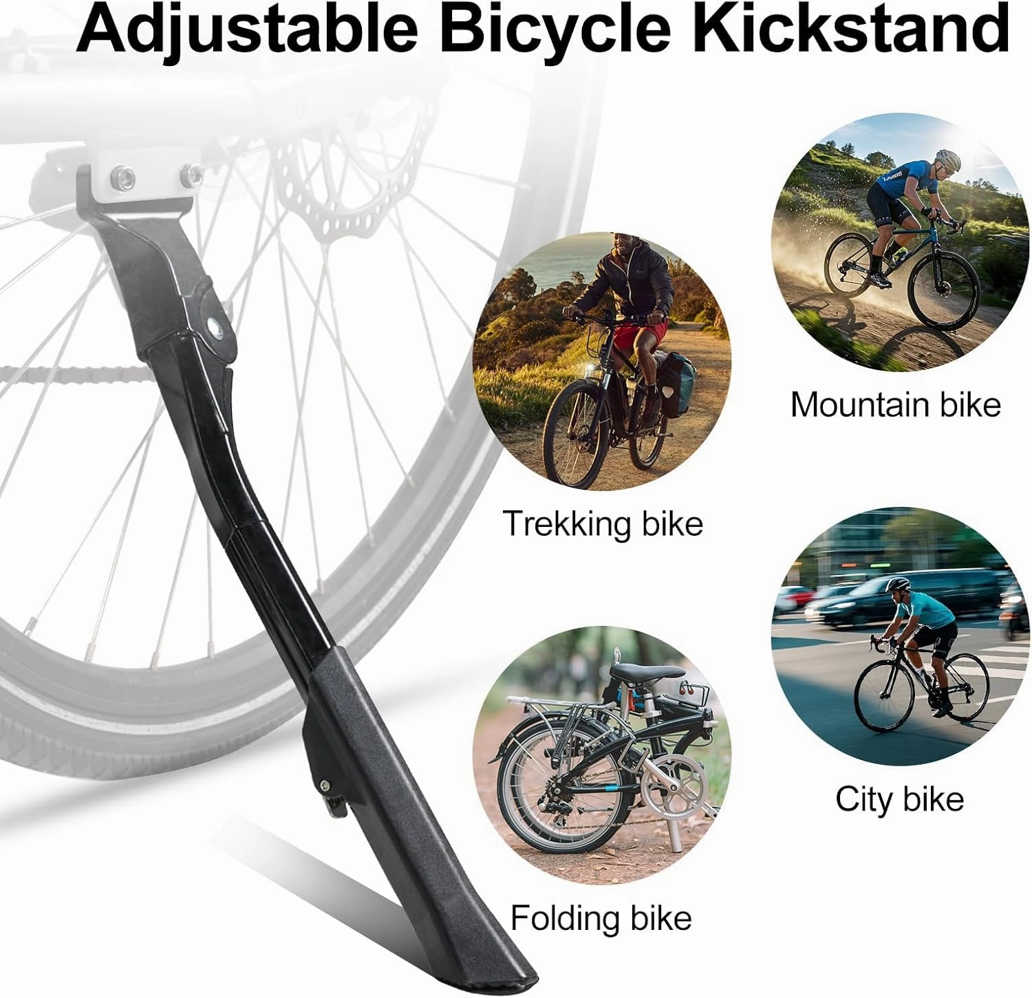 Bike Kickstand for Cervelo Aspero, Adjustable Kickstand Foot Side Stand Support, Aluminum Rear Side Bicycle Stand for Bike with Non-Slip Rubber Foot,A