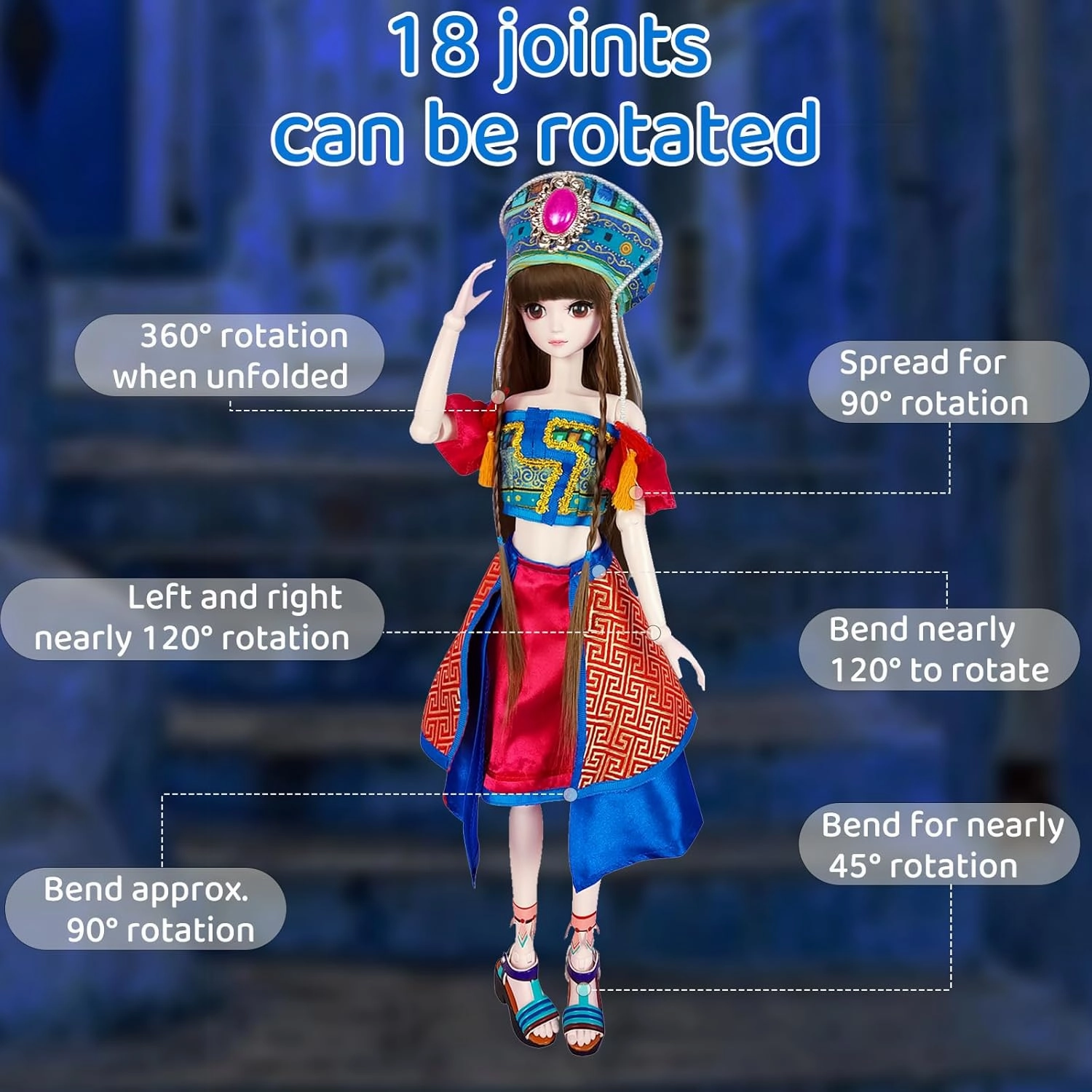 Bjd Doll, SD Toy 22.4 Inch 18 Ball Joint Doll for 3  Years Old,Surprise Gift Cute DIY Toys with Wigs, Clothes, Shoes