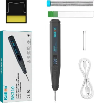 BK210 Cordless Soldering Iron, Portable Soldering Iron Kit, Micro Soldering Kit & Battery Powered Soldering Iron, Usb-Type-C Port, Lcd Digital (BK210-2024)