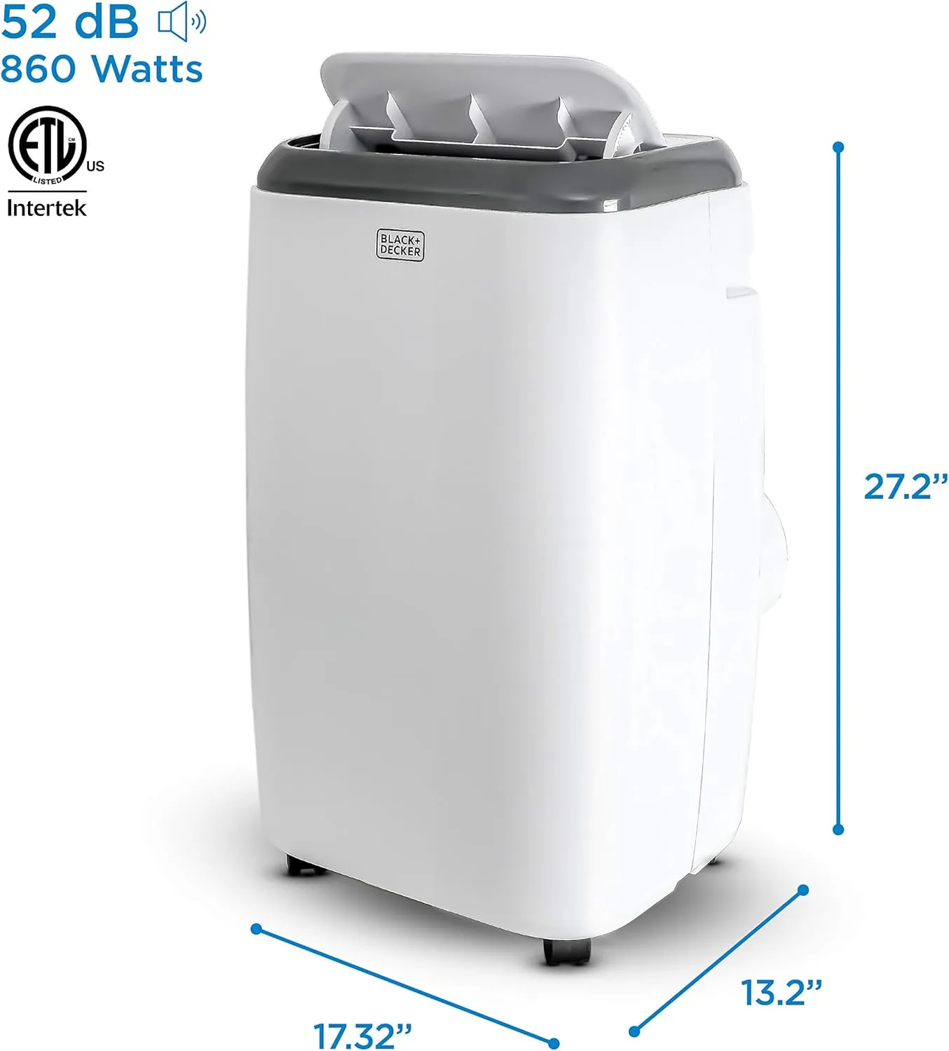 BLACK DECKER 8,000 BTU Portable Air Conditioner with Remote Control, White
