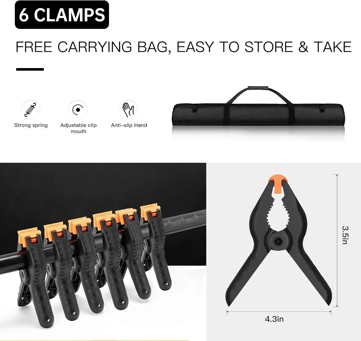 Black Screen Backdrop with Stand Kit, BEIYANG 5 X 6.5 Ft Portable Backdrop Stand Kit with Carrying Bag and 6 Clamps for Photo Shooting, Product Portrait, Video conferences and interviews