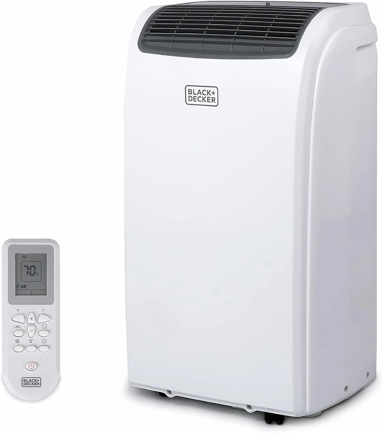 BLACK DECKER Smart Portable Air Conditioner with Heat, 14,000 BTU Cooling, 12,000 BTU Heating for Rooms up to 700 Sq. Ft., Follow Me Remote, BPACT14HWT, White