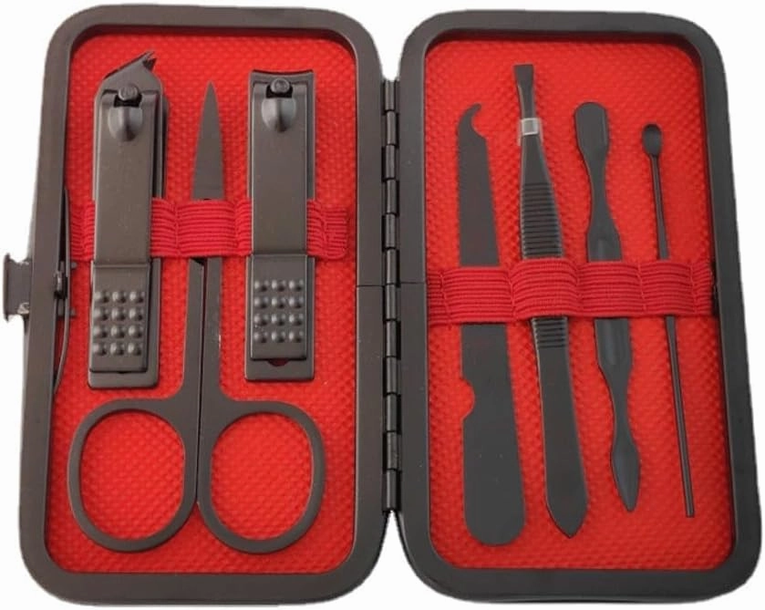 Black Stainless Steel Nail Clipper Set, 7-Piece Nail Clipper Set, Manicure and Nail Clipper Kit