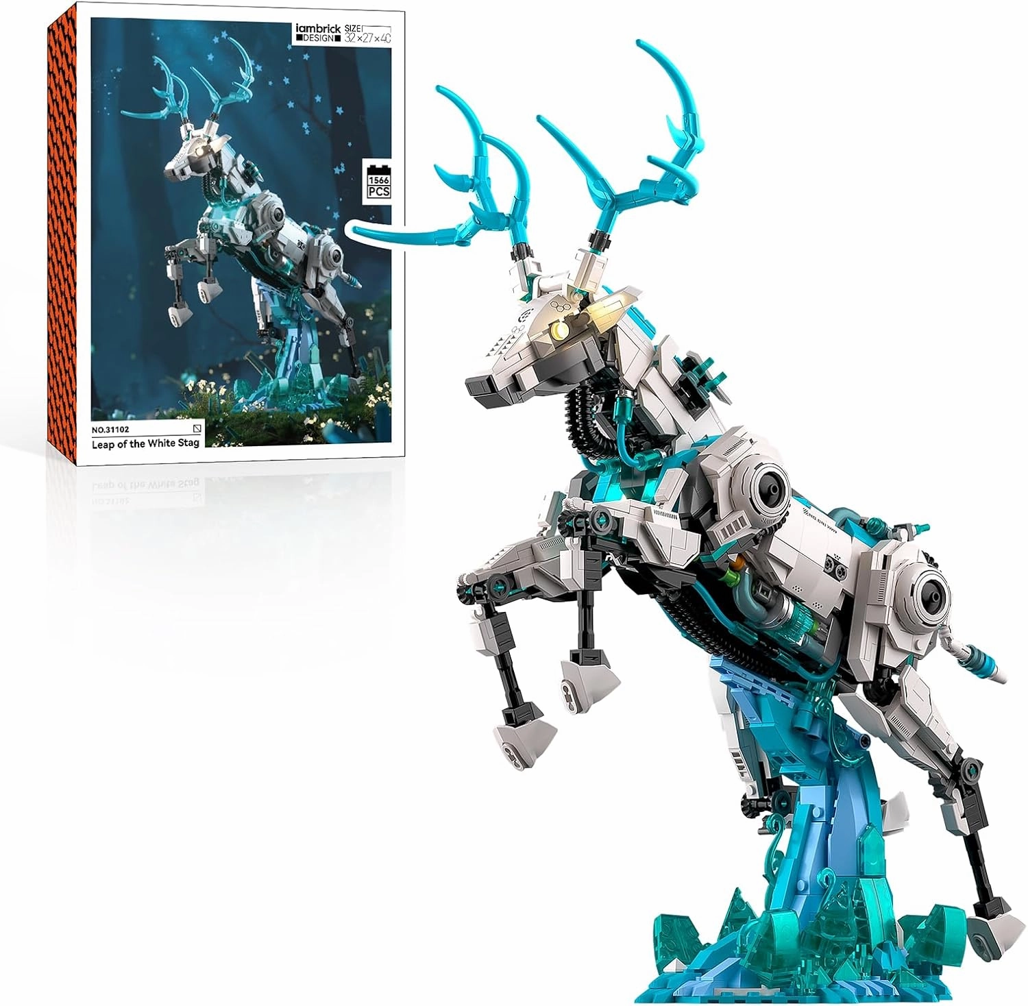 BNG Deer Building Blocks Sets for Adult,Animal Collection Toy with Base for Home or Office Decor,Creative Building Gift for Teens Boys 8-14 (1566PCS)