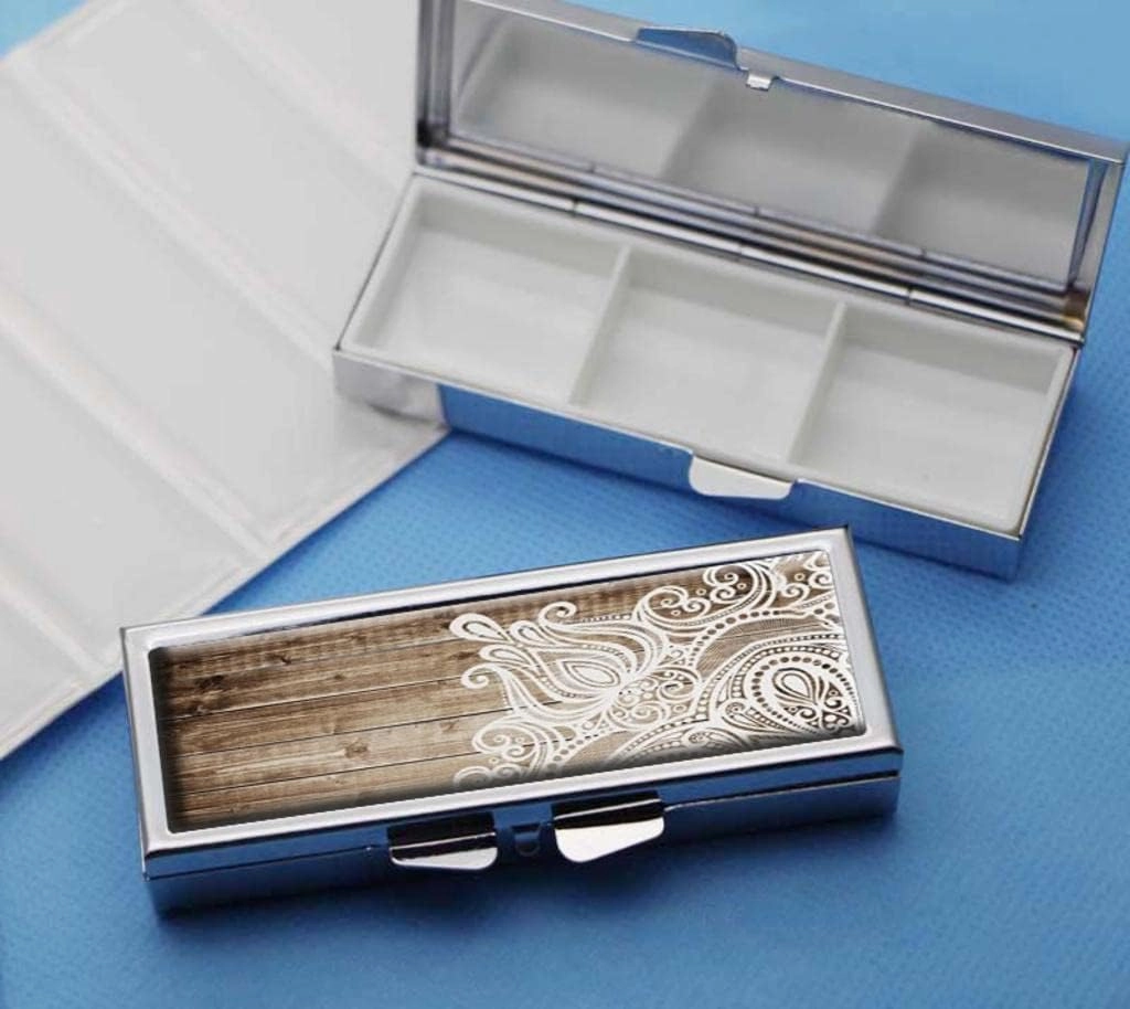 Bohemian Lace Pill Box for Purse or Pocket Pill Case Decorative Boxes Gift Box Pill Organizer for Travel Pill Box
