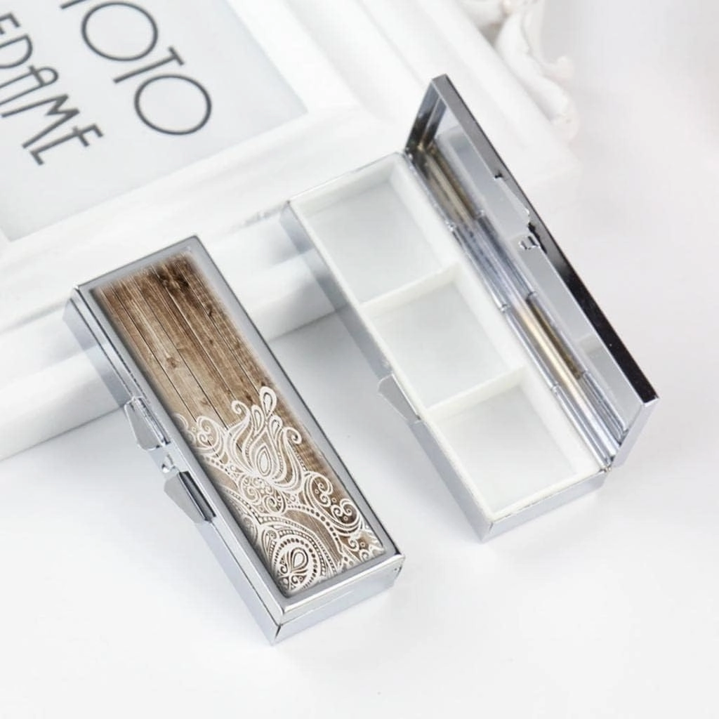 Bohemian Lace Pill Box for Purse or Pocket Pill Case Decorative Boxes Gift Box Pill Organizer for Travel Pill Box