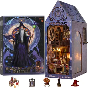 Book Nook Kit - DIY Miniature Booknook Kit with LED, Book Nook Kits for Adults, DIY Dollhouse Booknook for Bookshelf Insert Decor Crafts for Adults Teen, 3D Wooden Puzzle Halloween Decorations/Gifts