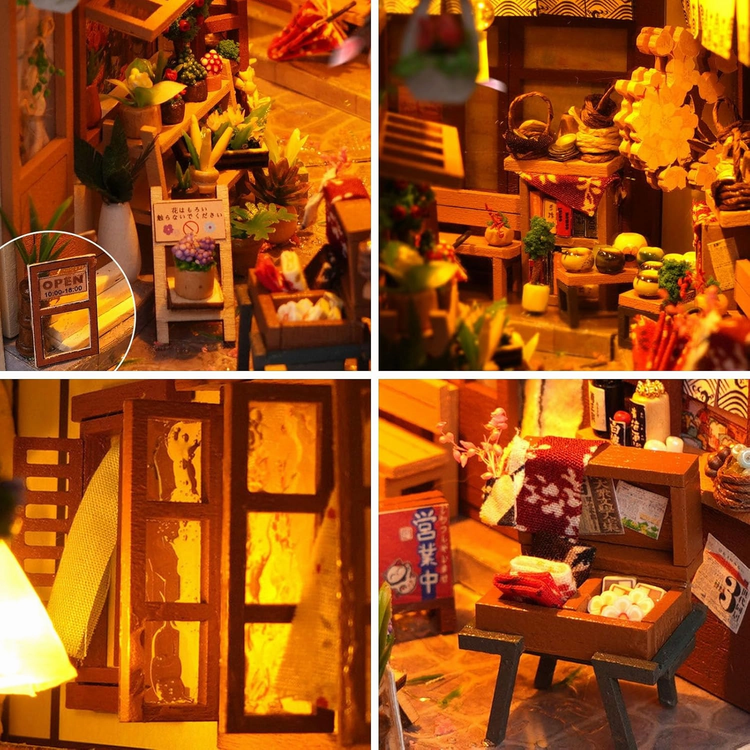 Book Nook Kit, Bookshelf Insert Decor Alley 3D Wooden Puzzle Bookshelf Insert Decorative Bookend Model Kits with LED, DIY Miniature Dollhouse Building Set,Gift for Christmas(Rain Alley)