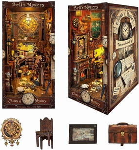 Book Nook Kit Miniature Booknook Kit Decorative Bookend Bookshelf 3D Wooden Puzzle Dollhouse Gifts for Adults Teens - Bell's Mystery (SQ-42)