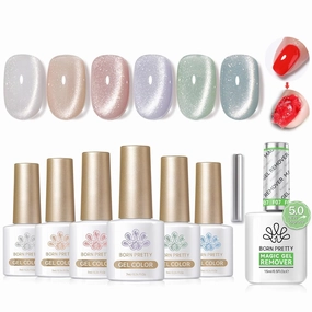 BORN PRETTY Magnetic Gel Nail Polish with New Upgraded Gentle Formula Magic Gel Nail Polish Remover