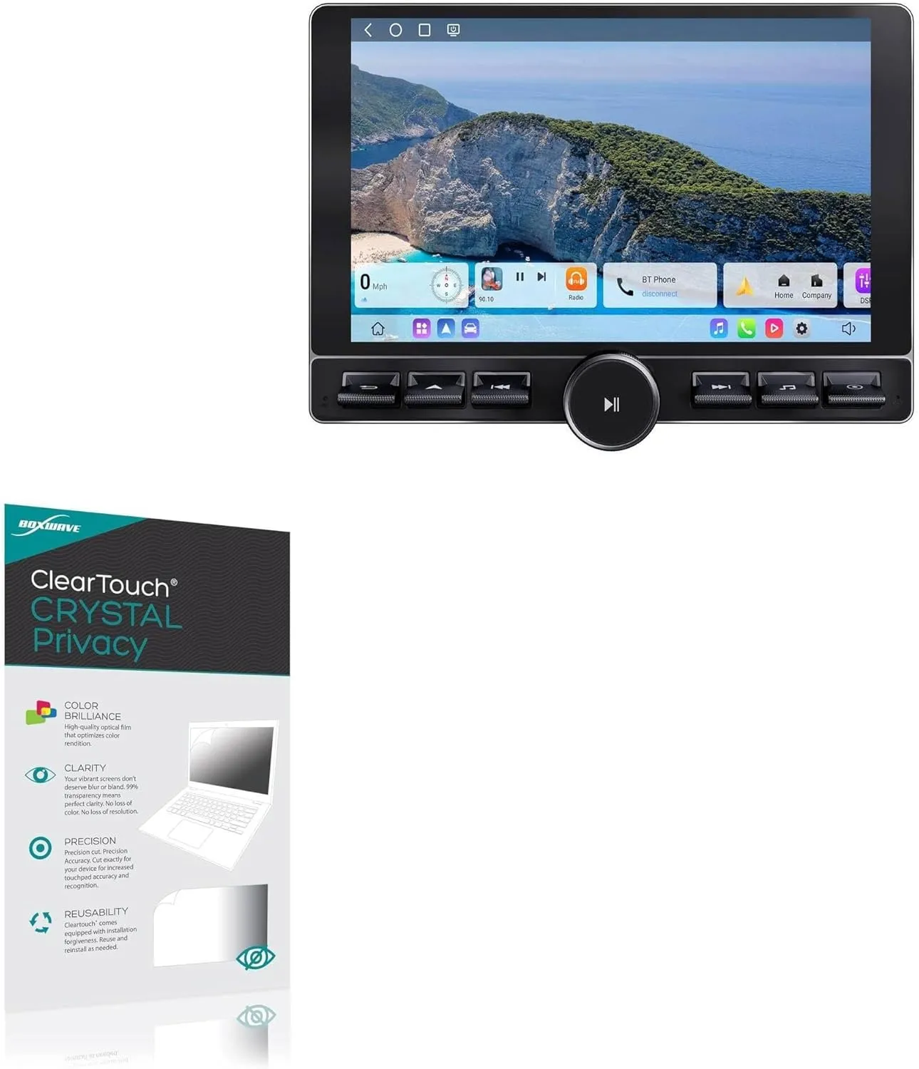 BoxWave Screen Protector Compatible With Eonon UX6K-PRO-MAX Android car stereo (10.1 in) - ClearTouch Crystal Privacy (2-Pack), Privacy Screen Protector Flexible Film Clear
