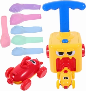 Boy Girl Inertia Balloon Car Toy Creative Air-Powered Vehicle for Boys and Girls Fun Yellow Design to Hand-Eye Coordination and Imagination