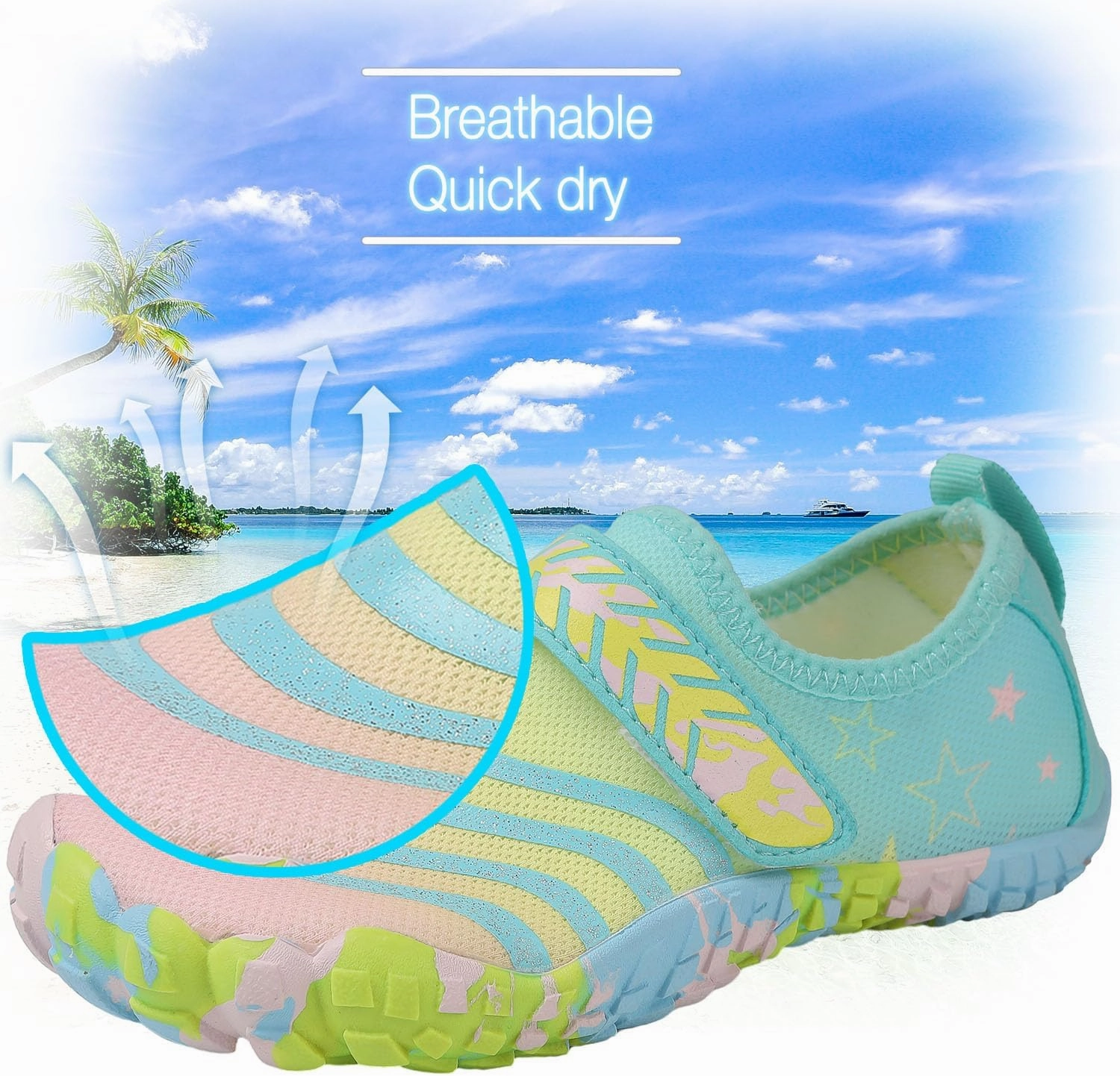 Boys Girls Water Shoes Kids Lightweight Aqua Socks Barefoot Quick Dry Hiking Walking Sneakers Slip On Sandals for Beach Pool Swim (Little Kid/Big Kid)