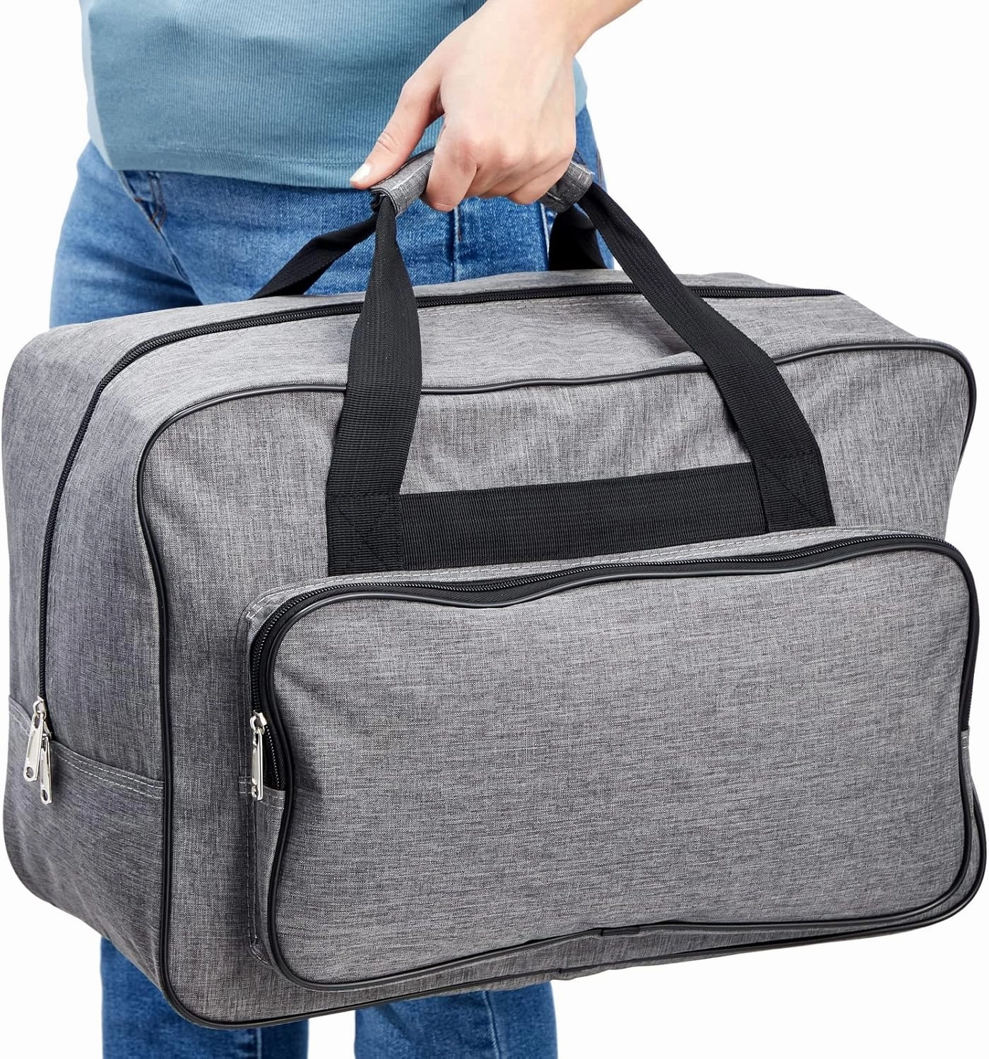 Bright Creations Gray Sewing Machine Carrying Case - Universal Tote Travel Bag Accessories Organizer Compatible with Most Standard Machines (18.1 x 9.4 x 12.2 Inch) - Sewing Bag