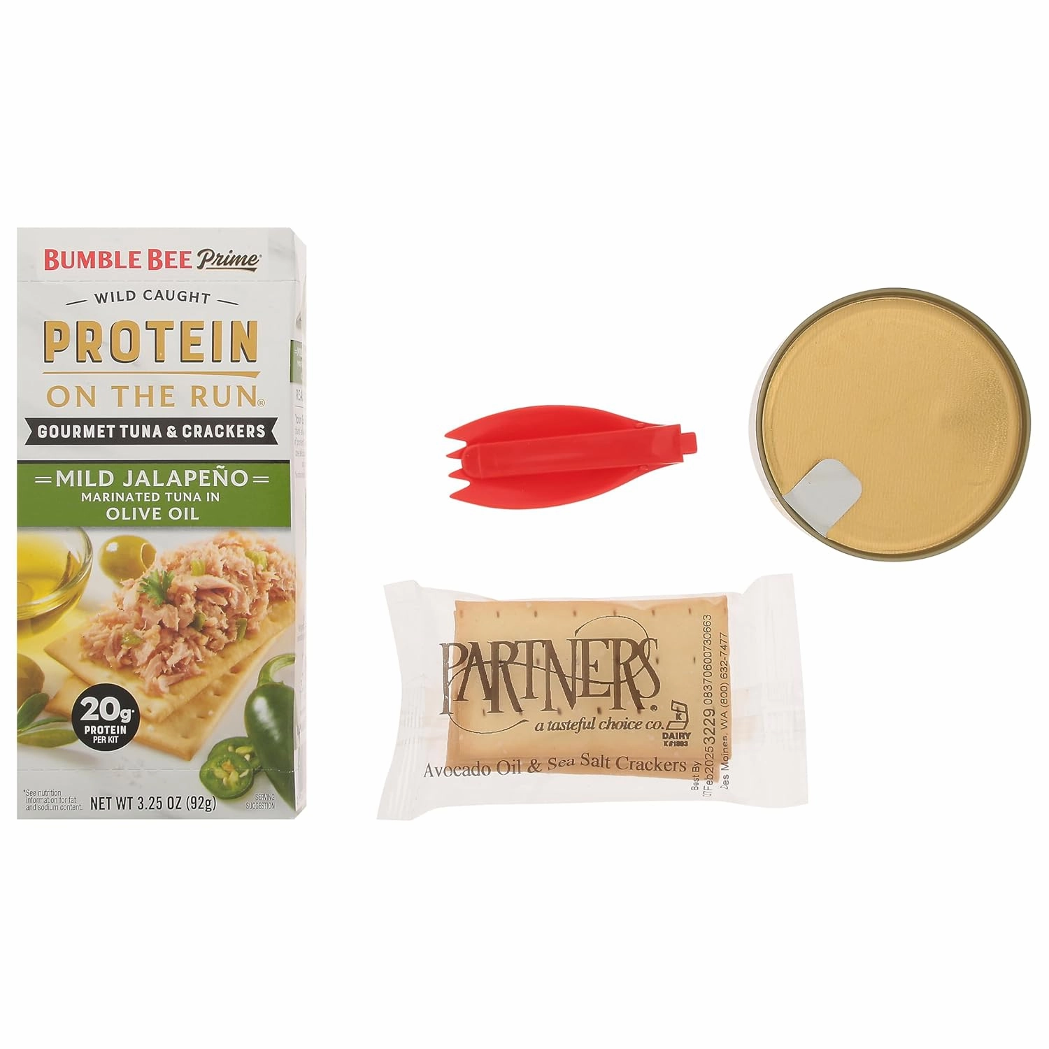 Bumble Bee Prime Protein on the Run Tuna Snack Kit, Pack of 12 - Gourmet Tuna Marinated in Olive Oil & Mild Jalapeno with Crackers and Serving Utensil - 20g of Protein Per Serving