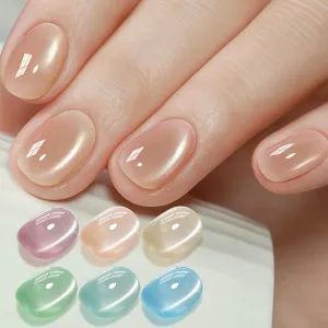 BURANO Cat Eye Gel Polish Set 9D Holorgraphic Translucent UV Gel with Magnet, 6 Colors Pink Nude Purple Green Blue Cat Magnetic Eye GelPolish DIY Home (Kit02)