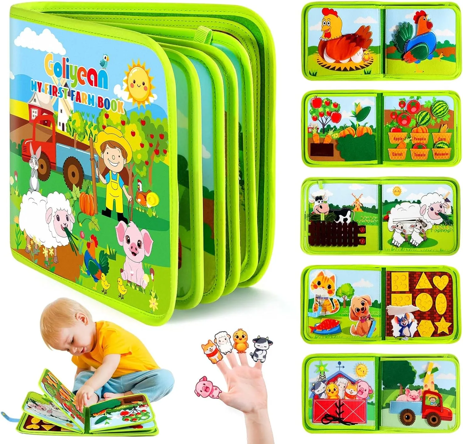 Busy Book for Toddlers 1-3, Montessori Toys Busy Board for 1 Year Old Boy Girl Birthday Gift, Educational Learning Sensory Felt Quiet Activity Books for Toddlers 1-3, Baby Travel Toy Ages 1-2