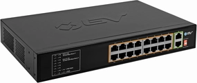 BV-Tech 18 Ports Long Range PoE  Switch (16 PoE  Ports | 2 Gigabit Ethernet uplink) - 19" Rackmount - 135W - 802.3af/at -Desktop Design for Easy Set Up