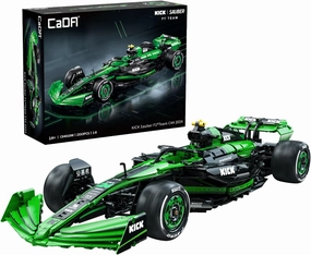 C64010W Kick Sauber & Pirelli Licensed 1:8 Scale F1 Racing Car Building Blocks Set 2553 Piece Model Car Kit with DRS System, STEM Educational Toy for Adults & Teens [2024 C44 Replica]