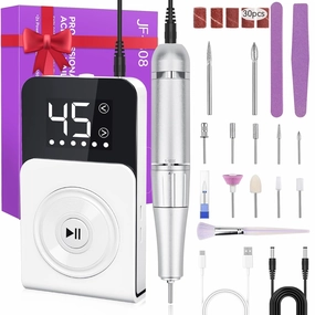 Cadrim Electric Nail Drill Professional 45000 RPM,Rechargeable Electric Nail File Kit, Portable Efile Nail Drill for Acrylic Gel Nails Polishing Removing, E File for Manicure Salon Home, White