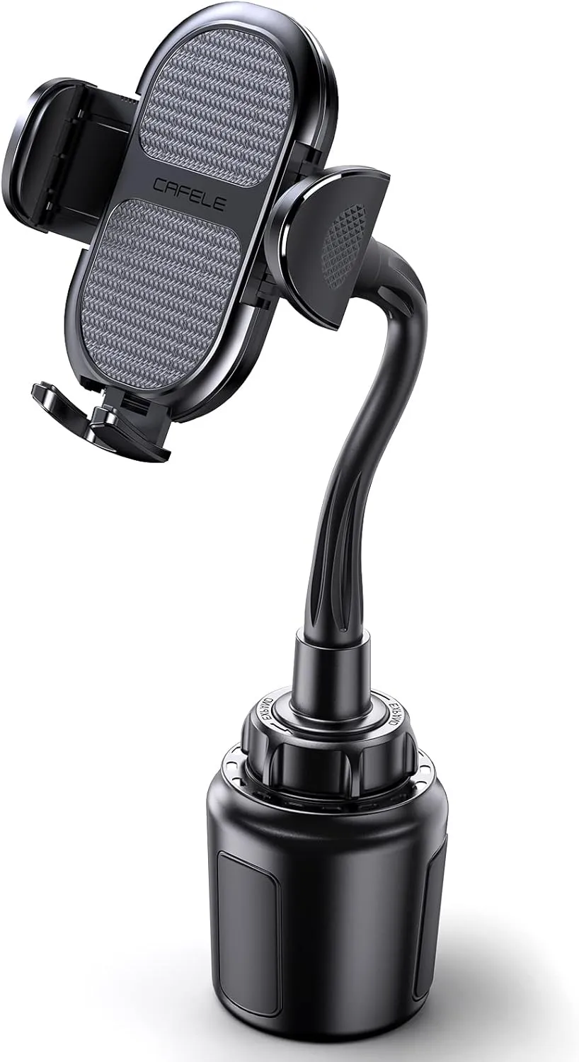 CAFELE Car Cup Holder Phone Mount with Adjustable Flexible Stable Gooseneck, Universal Cell Phone Cup Holder for Car, Compatible with All Car Cups and Cell Phones with Thick Case