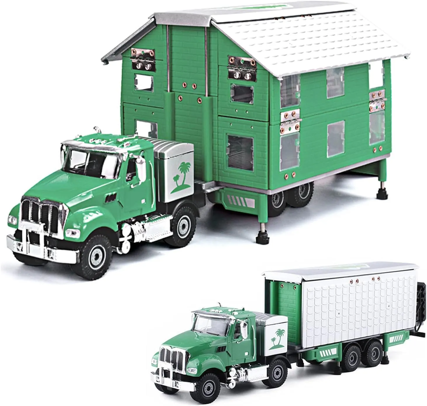 Camper Toys - Fubarbar Campers for Boys RV Toys Van Transformers Set Camping Truck Toy Car, Sturdy Metal RV for 3-6 Year Old Kids Playtime Adventures (Green)