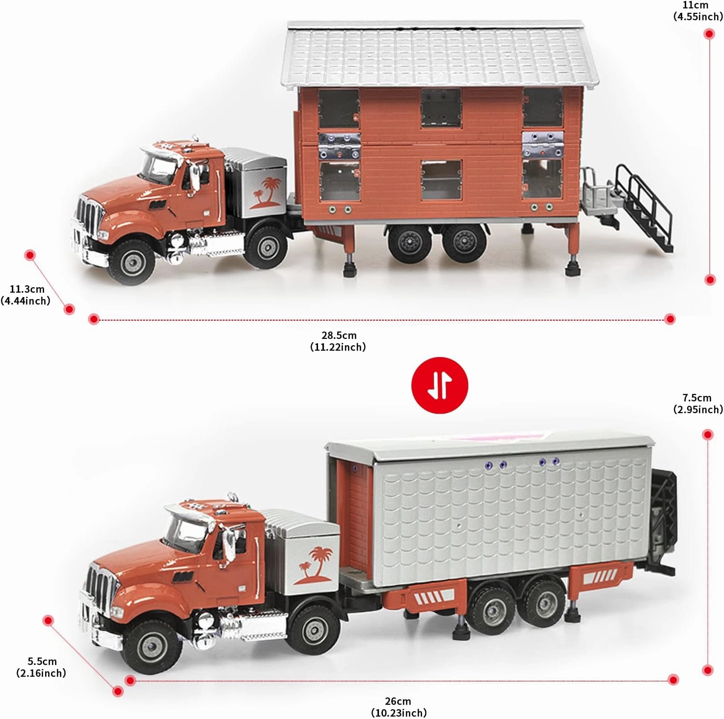 Camper Toys - Fubarbar Campers for Boys RV Toys Van Transformers Set Camping Truck Toy Car, Sturdy Metal RV for 3-6 Year Old Kids Playtime Adventures(Red)