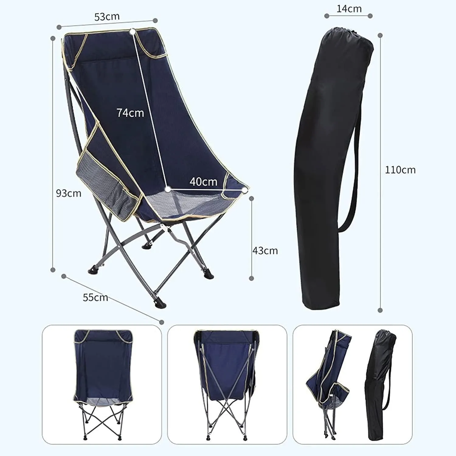Camping Chair Folding Chair Portable Chair Ultralight Folding Camping Chair with Backrest Leisure Beach Seat with Mesh External Hanging Bag Portable Backpack Chair Camping Chairs for Adults
