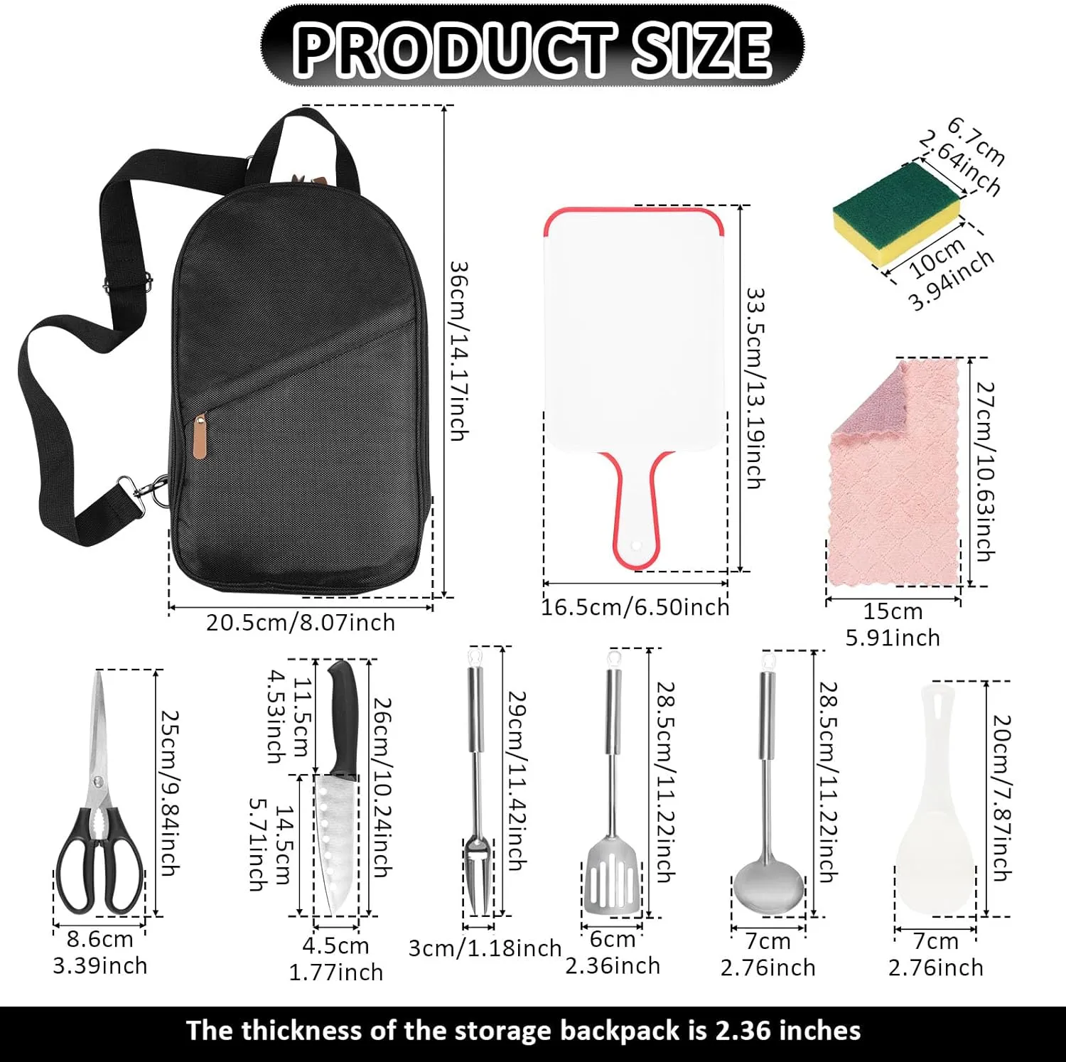 Camping Cooking Utensils Set, Camping Kitchen Utensils, Portable Outdoor, Portable Compact Carry Case for Camping, Hiking, Travel, BBQ Grilling Stainless Steel Accessories Spoon & Fork
