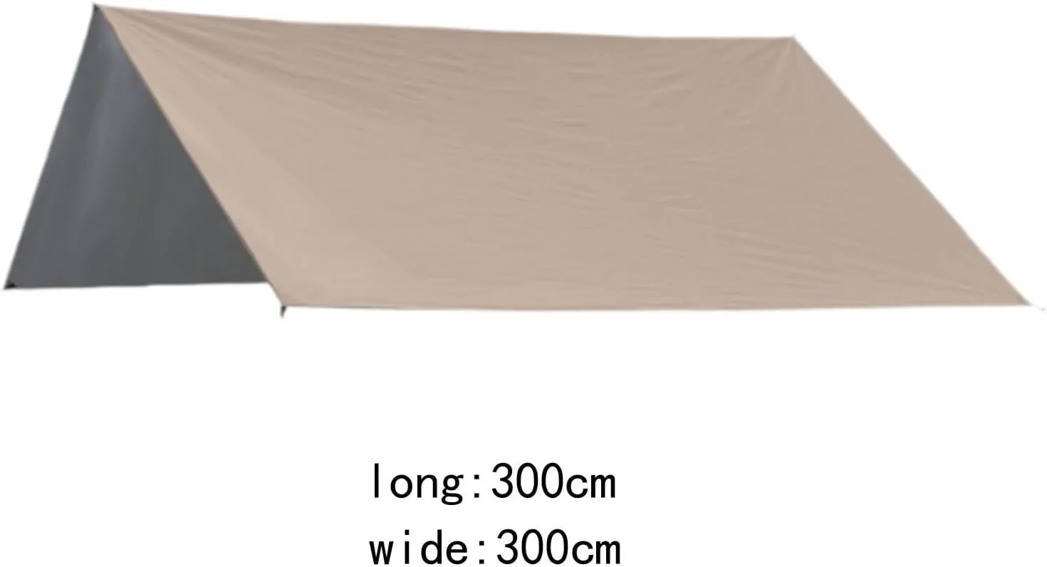 Camping Tarp Rain Shelter Rainproof Compact Hammock Tarp Tent Tarp Camping Canopy for Garden BBQ Hiking Traveling Backpacking, Khaki