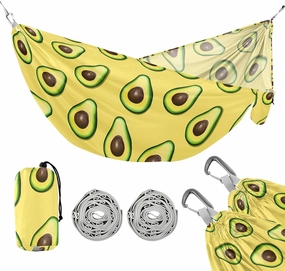 Camping Hammock Outdoor Hammocks for Outside Avocado Yellow Beach Trees Portable Lightweight with Pockets Tree Straps Indoor Small
