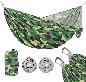 Camping Hammock Outdoor Hammocks for Outside Green Camouflage Beach Trees Portable Lightweight with Pockets Tree Straps Indoor