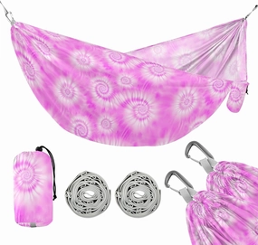 Camping Hammock Outdoor Hammocks for Outside Hotpink Tie Dye Beach Trees Portable Lightweight with Pockets Tree Straps Indoor